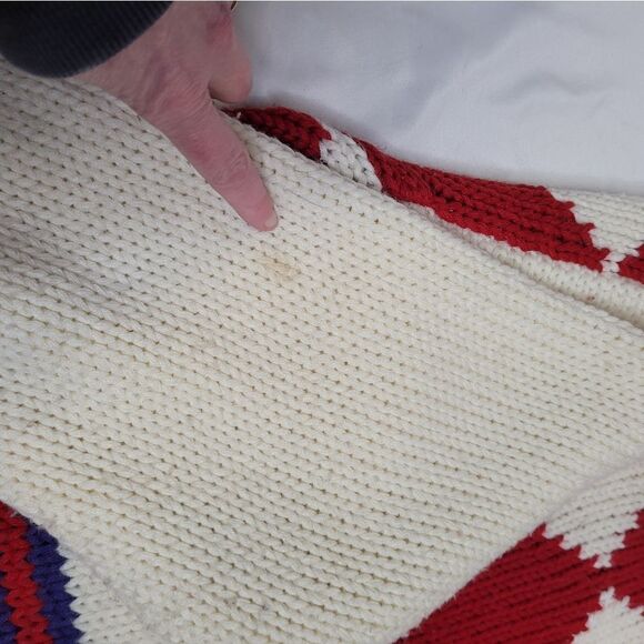 VINTAGE 90s diamond print chunky oversized grandpa sweater L - Picture 7 of 9